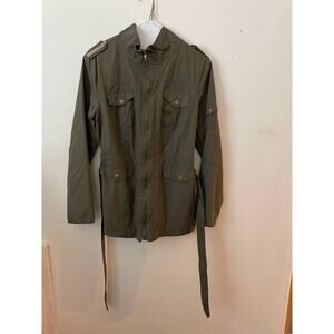 Mark Women's Army Green Drawstring Cotton Solid Military Utility Jacket Size XL